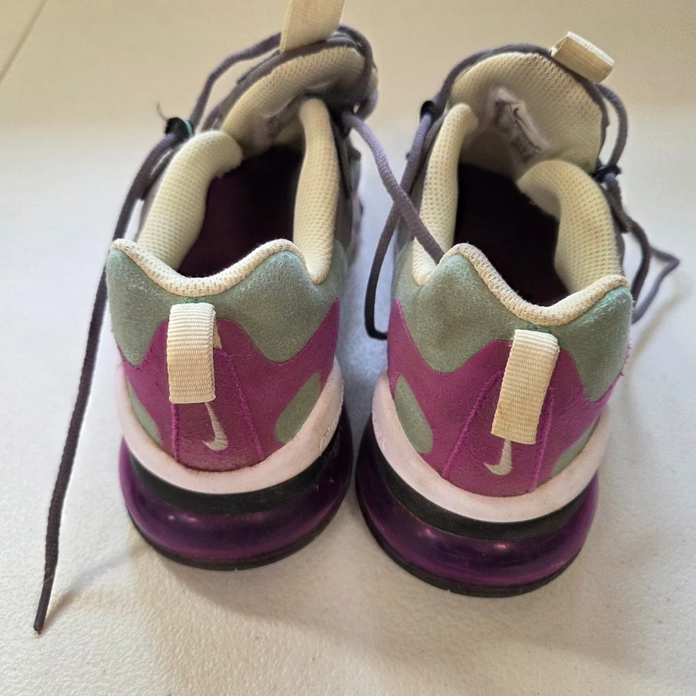 Nike Air Max 270 React Kids Youth Size 4Y Casual Running Shoes Purple Teal‎